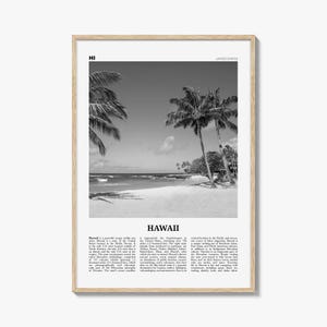 Impression Hawaï noir et blanc n° 4, art mural Hawaï, affiche Hawaï, photo Hawaï, décoration murale Hawaï, carte Hawaï, États-Unis