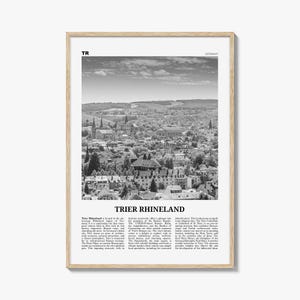 Stampa di Treviri Renania in bianco e nero, Arte murale di Treviri Renania, Poster di Treviri Renania, Foto di Treviri Renania, Decorazioni murali di Treviri, Mappa di Treviri