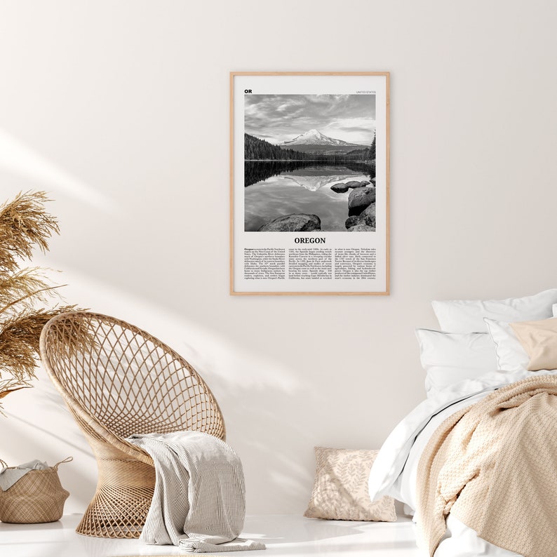North America Oregon Poster Oregon Photo Oregon Wall Art Oregon Print Black and White United States Oregon Wall Decor USA