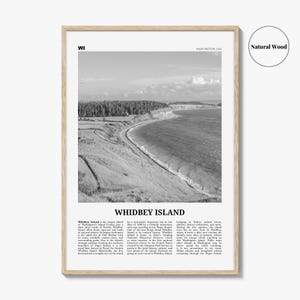 Whidbey Island Poster Print Black and White, Washington Travel Wall Art, Pacific Northwest Decor image 6