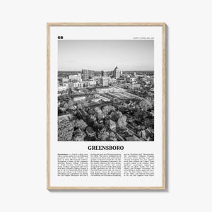 Greensboro Print Black and White No 1, Greensboro Wall Art, Greensboro Poster, Greensboro Photo, North Carolina, USA United States, America