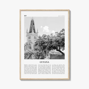 Guyana Print Black and White, Guyana Wall Art, Guyana Poster, Guyana Photo, Guyana Wall Decor, Country Art Print, Georgetown, South America