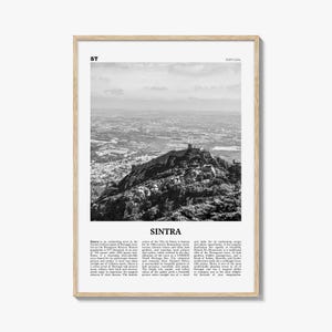 Impressão de pôster de Sintra em preto e branco, foto do Castelo dos Mouros, arte de parede de Portugal imagem 1