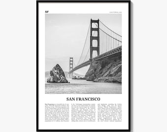 San Francisco Poster, Black and White Photo Print, Travel Newspaper Wall Art, Home Decor