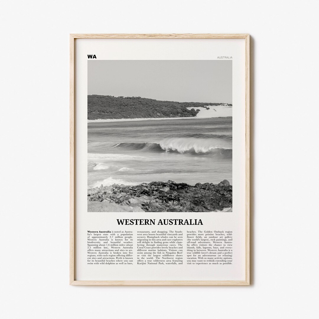 Western Australia Print Black and White, Western Australia Wall Art