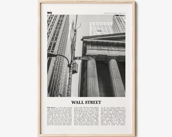 Wall Street Print Black and White, Wall Street Wall Art, Wall Street Poster, Wall Street Photo, Wall Street Décor, Manhattan, New York, USA