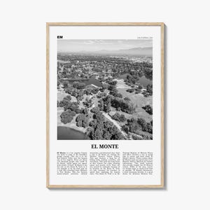 El Monte Print Black and White No 1, El Monte Wall Art, El Monte Poster, El Monte Photo, El Monte Wall Décor, El Monte Map, California, USA