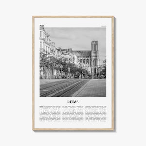 Reims Print Black and White, Reims Wall Art, Reims Poster, Reims Photo, Reims Wall Décor, Reims Map, France