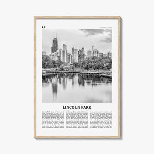 Impresión en blanco y negro n.° 1 de Lincoln Park, arte mural de Lincoln Park, póster de Lincoln Park, foto de Lincoln Park, Chicago, Illinois, EE. UU.
