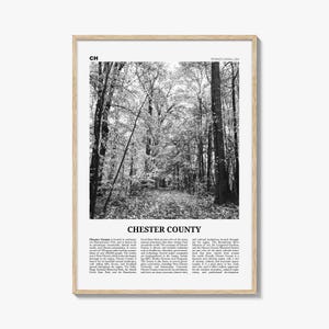 Chester County Print Black and White, Chester County Wall Art, Chester County Poster, Chester County Photo, Chester Wall Décor, Chester Map