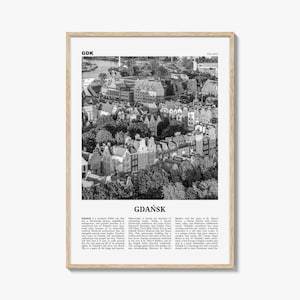 Poster di Danzica in bianco e nero, foto della Basilica di Santa Maria, arte murale in Polonia