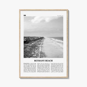Bethany Beach Print schwarz weiß, Bethany Beach Wandkunst, Bethany Beach Poster, Bethany Beach Foto, Bethany Beach Karte, Delaware, USA