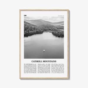 Póster de las montañas Catskill en blanco y negro, arte mural de viaje a Nueva York, decoración natural