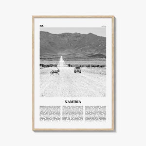 Namibia Poster Print Black and White, Africa Travel Wall Art, Desert Road Photography