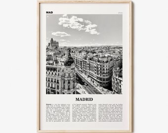 Madrid Print Black and White No 1, Madrid Wall Art, Madrid Poster, Madrid Photo, Madrid Wall Decor, City Art Print, Spain, España