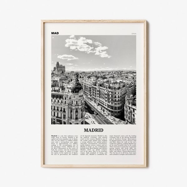 Madrid Print Black and White No 1, Madrid Wall Art, Madrid Poster, Madrid Photo, Madrid Wall Decor, City Art Print, Spain, España