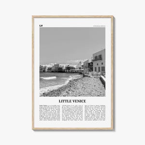 Klein-Venedig Print Schwarz-Weiß Mykonos, Klein-Venedig Wandkunst, Klein-Venedig Poster, Klein-Venedig Foto, Klein-Venedig Dekor, Griechenland
