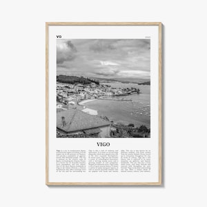 Vigo Print Black and White, Vigo Wall Art, Vigo Poster, Vigo Photo, Vigo Wall Décor, Vigo Map, Spain
