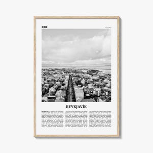 Reykjavík Poster Print Black and White, Iceland Travel Wall Art, Nordic Decor