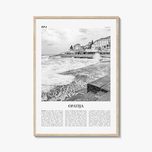 Opatija Print Schwarzweiß, Opatija Wandkunst, Opatija Poster, Opatija Foto, Opatija Wanddekor, Abbazia, Sankt Jakobi, Kroatien, Hrvatska