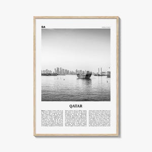 Stampa Qatar in bianco e nero, arte murale Qatar, poster Qatar, foto Qatar, decorazioni murali Qatar, stampa artistica del paese, Doha, Medio Oriente