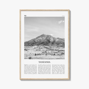 Stampa Tanzania in bianco e nero, arte della parete della Tanzania, poster della Tanzania, foto della Tanzania, decorazione della parete della Tanzania, Dodoma, Dar es Salaam, Africa