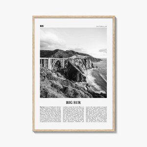 Impression Big Sur noir et blanc n° 1, art mural Big Sur, affiche Big Sur, photo Big Sur, déco Big Sur, Californie, États-Unis, États-Unis