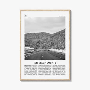 Jefferson County Print Black and White, Jefferson County Wall Art, Jefferson Poster, Jefferson Photo, Jefferson Wall Décor, Jefferson Map