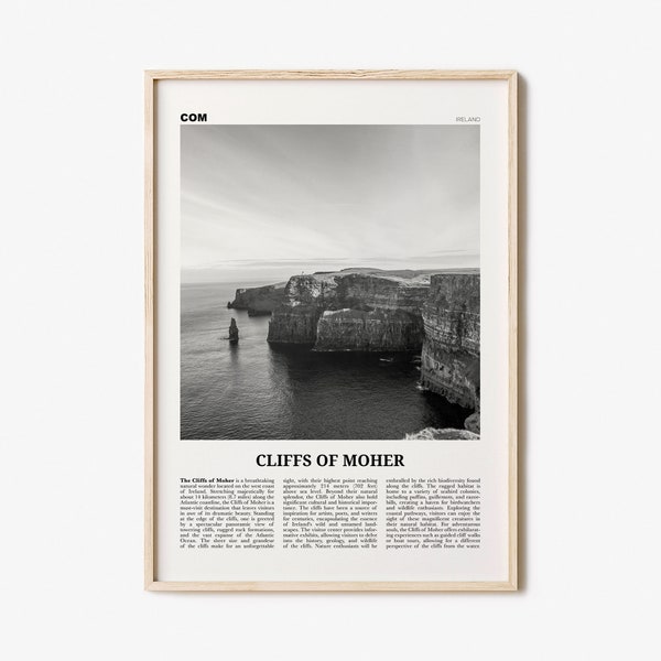 Cliffs of Moher Print Black and White, Cliffs of Moher Wall Art, Cliffs of Moher Poster, Cliffs of Moher Photo, Wall Décor, Ireland