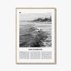 San Clemente-afdruk zwart-wit nr. 2, San Clemente-muurkunst, San Clemente-poster, San Clemente, Californië, VS, Verenigde Staten