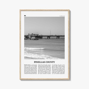 Pinellas County Print Black and White, Pinellas County Wall Art, Pinellas County Poster, Pinellas Photo, Pinellas Wall Décor, Pinellas Map