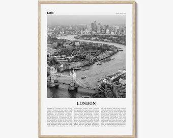 London Poster Print Black and White, Tower Bridge Photo, United Kingdom Travel Wall Art