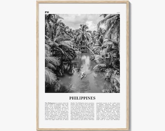 Philippines Poster Print Black and White, Tropical River Photo, Asia Travel Wall Art