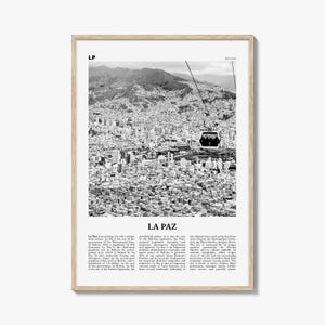Impression La Paz noir et blanc, art mural La Paz, affiche La Paz, photo La Paz, décoration La Paz, Bolivie, Nuestra Señora de La Paz, Amérique du Sud