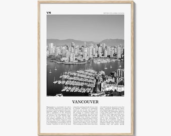 Vancouver Print Black and White Canada No 1, Vancouver Wall Art, Vancouver Poster, Vancouver Photo, British Columbia, North America