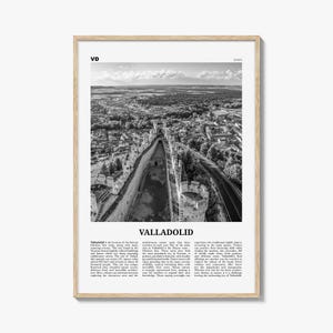 Valladolid Poster Schwarzweiß Spanien, Valladolid Wandkunst, Valladolid Poster, Valladolid Foto, Valladolid Wanddekor, Valladolid Karte