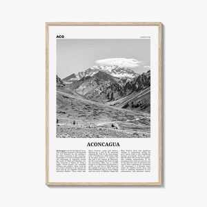 Aconcagua Print Black and White, Aconcagua Wall Art, Aconcagua Poster, Aconcagua Photo, Aconcagua Map, Aconcagua Wall Decor, Argentina