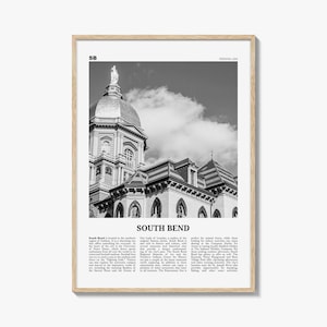 South Bend Print Black and White, South Bend Wall Art, South Bend Poster, South Bend Photo, South Bend Wall Décor, Indiana USA United States