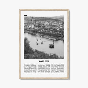 Koblenz Print Black and White, Koblenz Wall Art, Koblenz Poster, Koblenz Photo, Koblenz Wall Décor, Koblenz Map, Germany