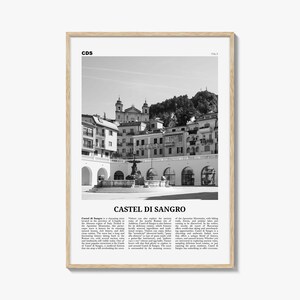 Castel di Sangro impresión en blanco y negro, arte de la pared de Castel di Sangro, cartel de Castel di Sangro, foto de Castel, decoración de la pared de Castel, mapa de Castel