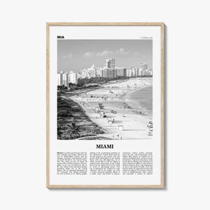 Miami Poster Print Black and White, Florida Travel Wall Art, Miami Beach Decor