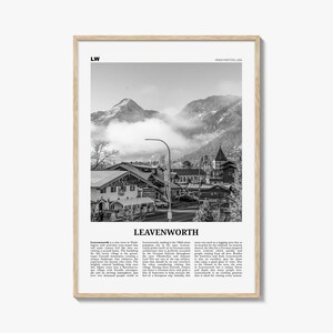 Leavenworth Print Black and White, Leavenworth Wall Art, Leavenworth Poster, Leavenworth Photo, Leavenworth Décor, Washington, USA