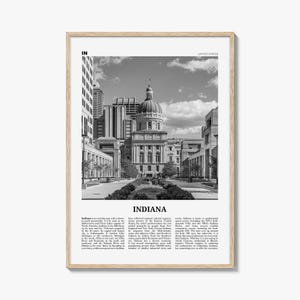 Indiana Print Black and White No 2, Indiana Wall Art, Indiana Poster, Indiana Photo, Indiana Wall Decor, USA, United States