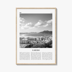 Laredo Druck Schwarzweiß Spanien, Laredo Wandkunst, Laredo Poster, Laredo Foto, Laredo Karte, Laredo Wanddekor, Spanien