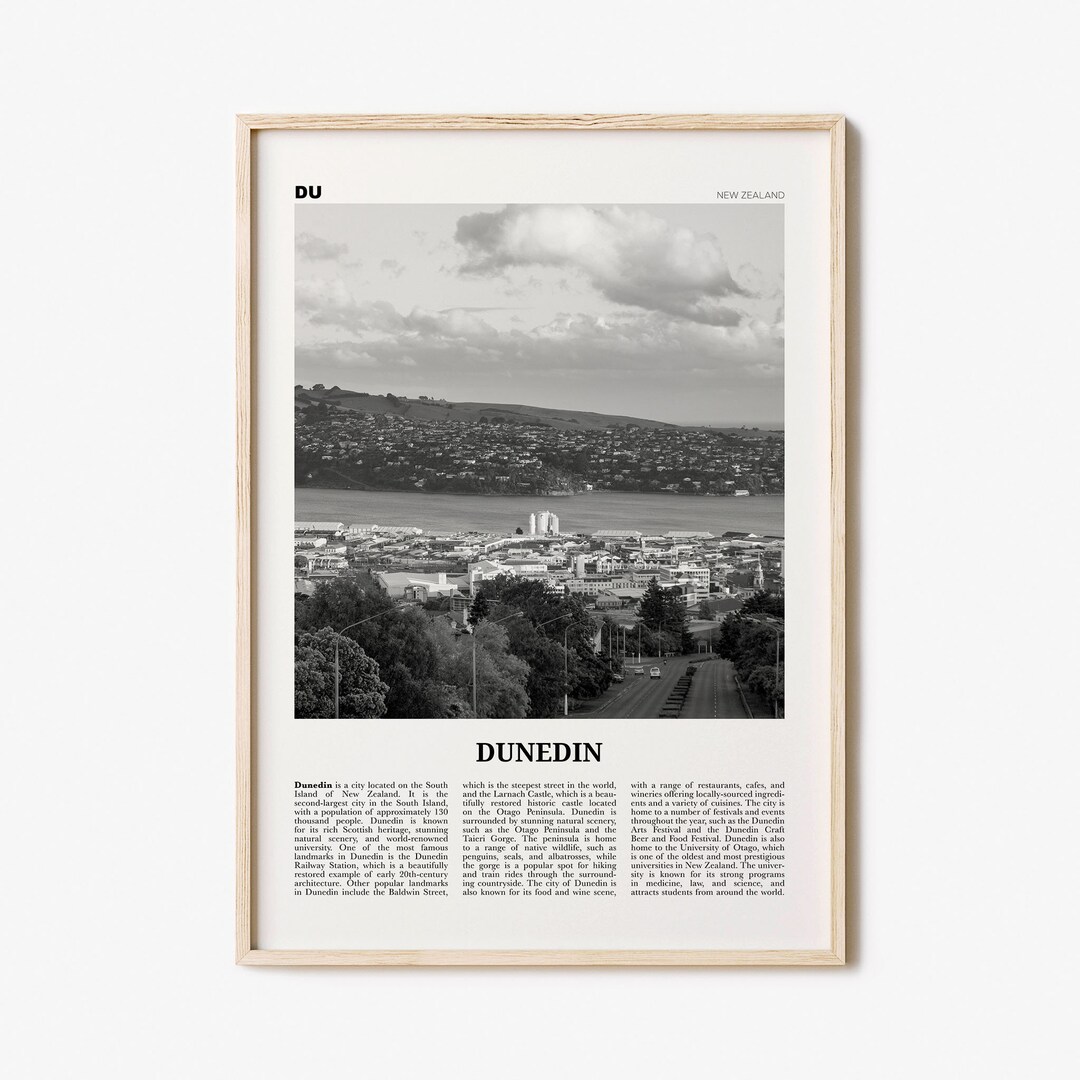 Dunedin Print Black and White, Dunedin Wall Art, Dunedin Poster