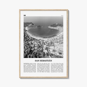 San Sebastián Poster Schwarzweiß Nr. 1, San Sebastián Wandkunst, San Sebastián Poster, Donostia, Baskenland, Spanien, España, Europa