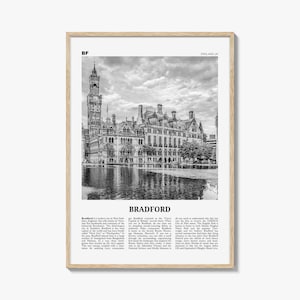 Bradford print zwart-wit, Bradford kunst aan de muur, Bradford poster, Bradford foto, Bradford wanddecoratie, Engeland, Verenigd Koninkrijk, Verenigd Koninkrijk