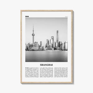Shanghai Print Schwarzweiß Nr. 2, Shanghai Wandkunst, Shanghai Poster, Shanghai Foto, Shanghai Wanddekor, China, bezugnehmend auf den asiatischen Raum