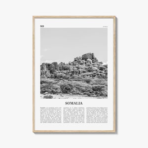 Póster de Somalia en blanco y negro, arte mural de viajes por África, impresión fotográfica de naturaleza