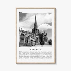 Rotherham Print Black and White, Rotherham Wall Art, Rotherham Poster, Rotherham Photo, Rotherham Wall Décor, Rotherham Map, England